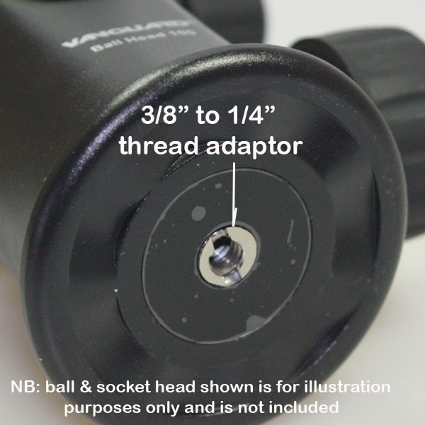 Quarter to three-eight inch thread adaptor for tripods etc